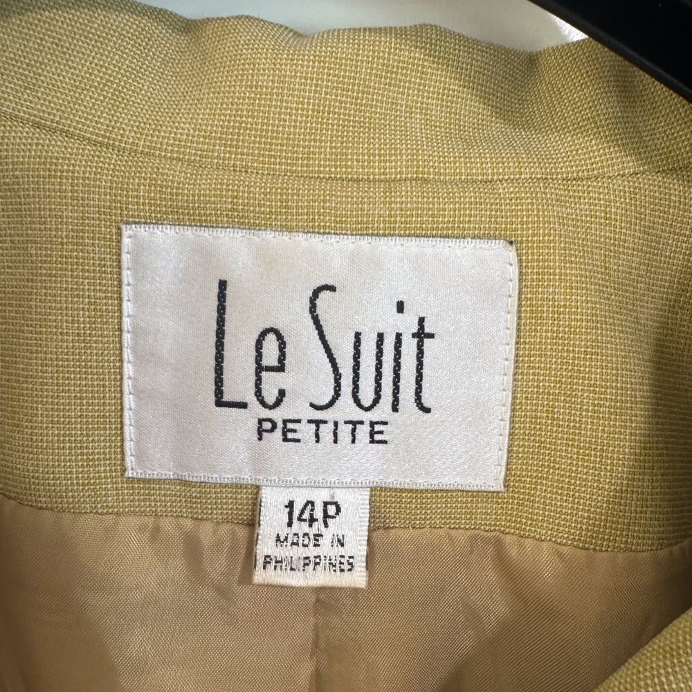 Vintage Le Suit Petite 2-Piece Skirt Suit Women’s 14P Khaki Office Career Set - Picture 5 of 9